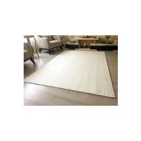 Tappeto Zikzak Desenli Beyaz Post Peluş Halı