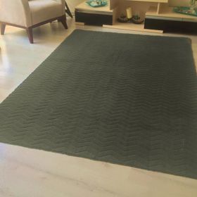 Tappeto Zikzak Desenli Gri Post Peluş Halı