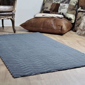 Tappeto Zikzak Desenli Gri Post Peluş Halı