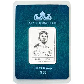 Tarihin En İyi Futbolcusu Lionel Messi Temalı Hediyeye Özel 5 Gr 999 Ayar Gümüş İle Tasarlanmış Gümüş Külçe