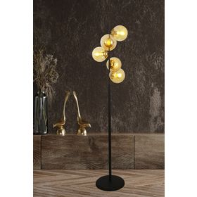 Taşcan Aydınlatma Nida 5'li Siyah Gold Bal Camlı Lambader