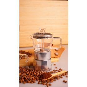Taşev Silver Cam Moka Pot 3 Fincan