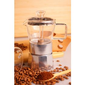 Taşev Silver Cam Moka Pot 3 Fincan