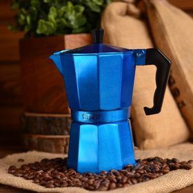 Taşev T1195 Piccolo 6 Fincan Mavi Alüminyum Moka Pot
