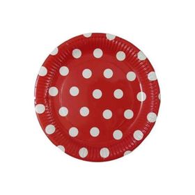 Tatlı Günler Karton 23 cm Kırmızı Puantiyeli Tabak