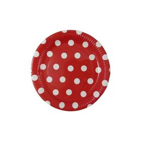 Tatlı Günler Karton 23 cm Kırmızı Puantiyeli Tabak