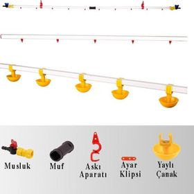 Tavpet 10 m Hat Küçük Yaylı Çanaklı Nipel Suluk Sistemi