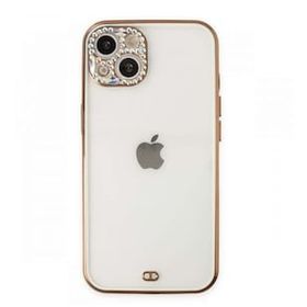 Tazador iPhone 13 Liva Taşlı Silikon Beyaz Kılıf