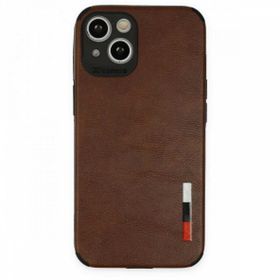 Tazador iPhone 13 Loop Deri Silikon Kahverengi Kılıf