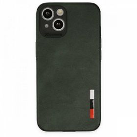 Tazador iPhone 13 Loop Deri Silikon Yeşil Kılıf