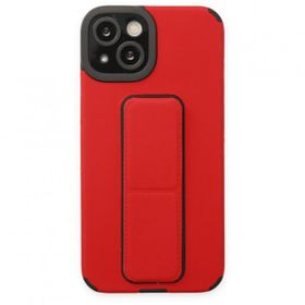 Tazador iPhone 13 Mega Standlı Silikon Kırmızı Kılıf