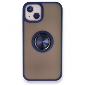 Tazador iPhone 13 Montreal Yüzüklü Silikon Kapak Lacivert Kılıf