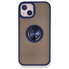 Tazador iPhone 13 Montreal Yüzüklü Silikon Kapak Lacivert Kılıf