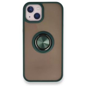 Tazador iPhone 13 Montreal Yüzüklü Silikon Kapak Yeşil Kılıf