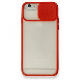 Tazador iPhone 6 Palm Buzlu Kamera Sürgülü Kırmızı Silikon Kılıf