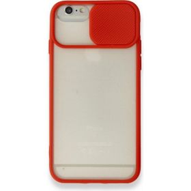 Tazador iPhone 6 Palm Buzlu Kamera Sürgülü Kırmızı Silikon Kılıf