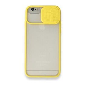 Tazador iPhone 6 Palm Buzlu Kamera Sürgülü Sarı Silikon Kılıf