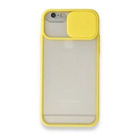Tazador iPhone 6 Palm Buzlu Kamera Sürgülü Sarı Silikon Kılıf