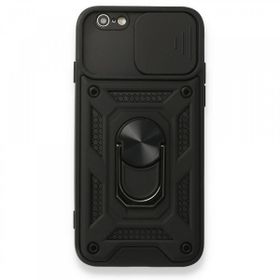 Tazador iPhone 6 Pars Lens Yüzüklü Siyah Silikon Kılıf