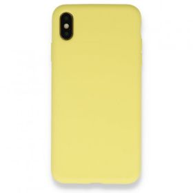 Tazador iPhone XS Max Nano İçi Kadife Mat Sarı Silikon Kılıf