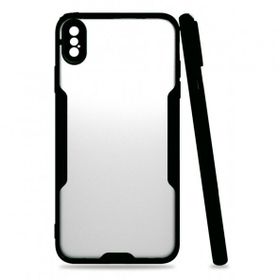 Tazador iPhone XS Max Platin Siyah Silikon Kılıf