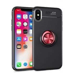 Tazador iPhone XS Max Range Yüzüklü Siyah-Kırmızı Silikon Kılıf