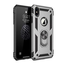 Tazador iPhone XS Max Sofya Yüzüklü Gümüş Silikon Kapak Kılıf