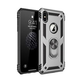Tazador iPhone XS Max Sofya Yüzüklü Gümüş Silikon Kapak Kılıf