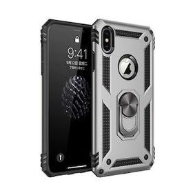 Tazador iPhone XS Max Sofya Yüzüklü Gümüş Silikon Kapak Kılıf