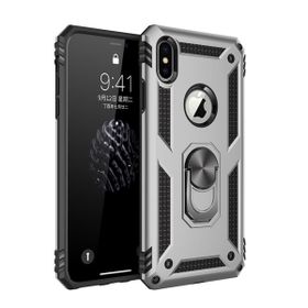 Tazador iPhone XS Max Sofya Yüzüklü Gümüş Silikon Kapak Kılıf