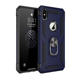 Tazador iPhone XS Max Sofya Yüzüklü Lacivert Silikon Kapak Kılıf