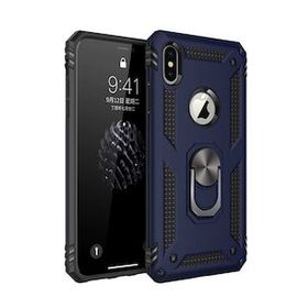 Tazador iPhone XS Max Sofya Yüzüklü Lacivert Silikon Kapak Kılıf