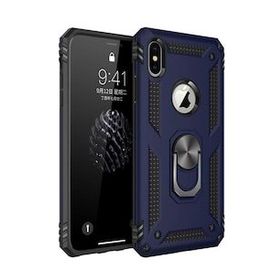 Tazador iPhone XS Max Sofya Yüzüklü Lacivert Silikon Kapak Kılıf