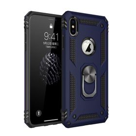 Tazador iPhone XS Max Sofya Yüzüklü Lacivert Silikon Kapak Kılıf