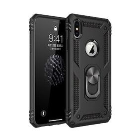 Tazador iPhone XS Max Sofya Yüzüklü Siyah Silikon Kapak Kılıf
