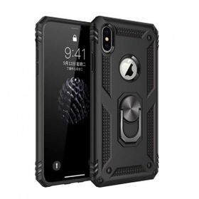 Tazador iPhone XS Max Sofya Yüzüklü Siyah Silikon Kapak Kılıf