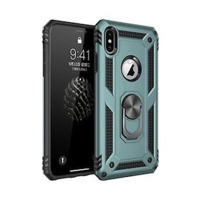 Tazador iPhone XS Max Sofya Yüzüklü Yeşil Silikon Kapak Kılıf