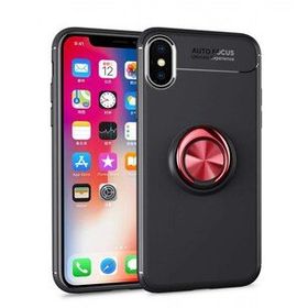 Tazador iPhone XS Range Yüzüklü Siyah-Kırmızı Silikon Kılıf