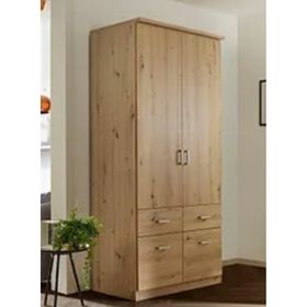 Tdesigno Aksu 90 cm 2 Kapaklı 2 Çekmeceli Gardırop