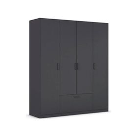 Tdesigno Alçin 180 cm 4 Kapaklı 1 Çekmeceli Antrasit Gardırop