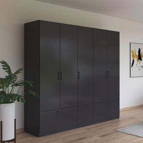 Tdesigno Alev 225 cm 5 Kapaklı 3 Çekmeceli Gardırop