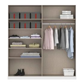 Tdesigno Almina 180 cm 4 Kapaklı Antrasit Beyaz Gardırop