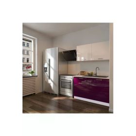 Tdesigno Anka 120 CM Parlak Mürdüm ve Beyaz Mutfak Dolabı