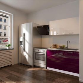 Tdesigno Anka 120 CM Parlak Mürdüm ve Beyaz Mutfak Dolabı
