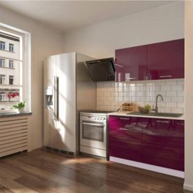 Tdesigno Bade 120 CM Parlak Mürdüm Mutfak Dolabı