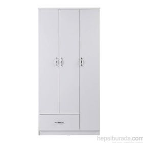 Tdesigno Grande 3 Kapaklı Çekmeceli Beyaz Gardırop