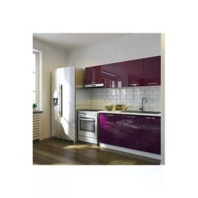 Tdesigno Lida 200 cm Parlak Mürdüm Mutfak Dolabı