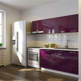 Tdesigno Lida 200 cm Parlak Mürdüm Mutfak Dolabı
