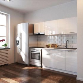 Tdesigno Linda 200 CM Parlak Beyaz Mutfak Dolabı
