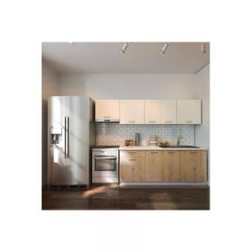 Tdesigno Nisa 260 cm Safir Meşe Beyaz Mutfak Dolabı